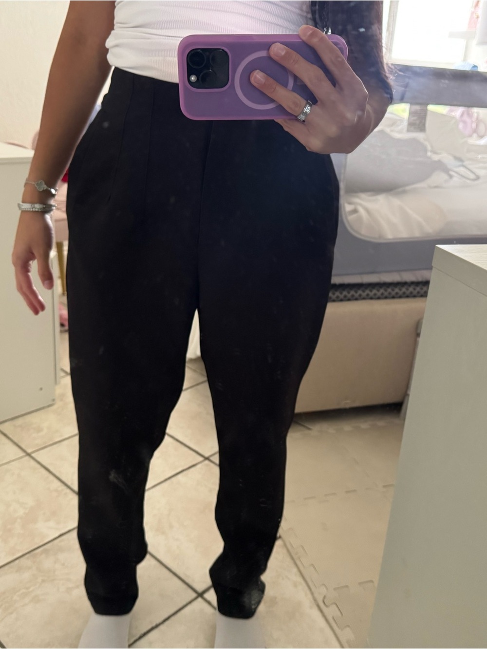 Women's High-Waist Black Tapered Trousers